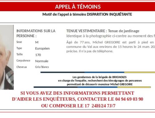 Appel à témoins suite à la disparition de Michel Grégoire 77 ans