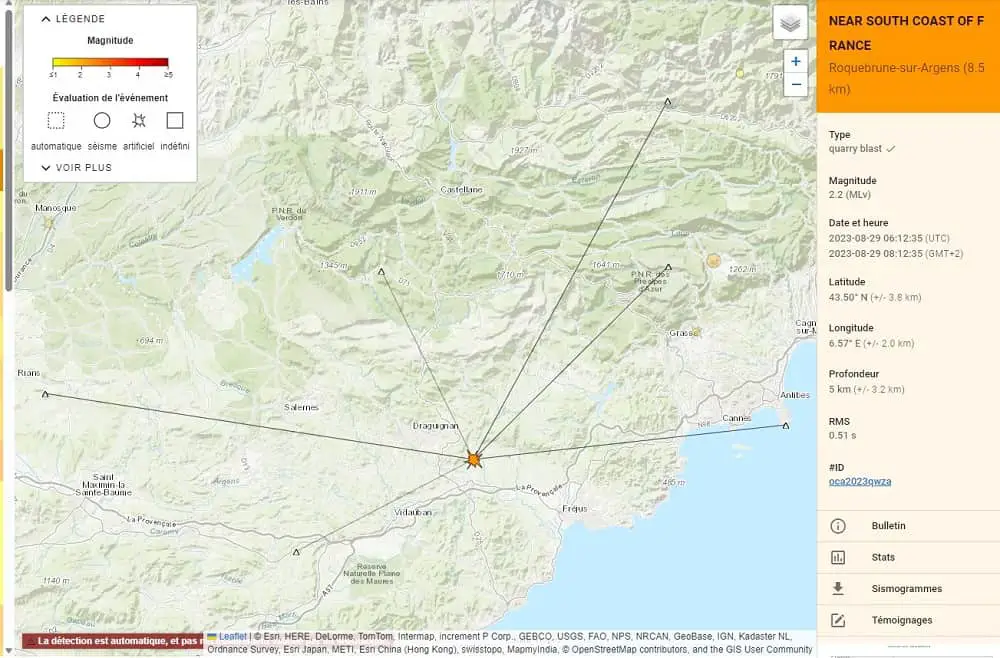 séisme Roquebrune-sur-Argens