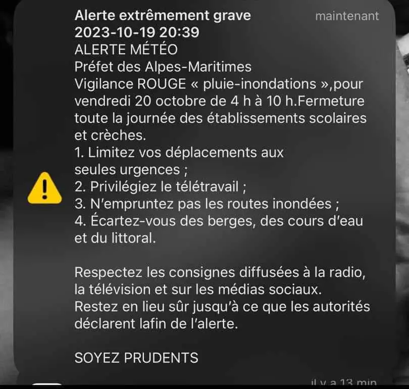 FR-Alert smartphone var vendredi