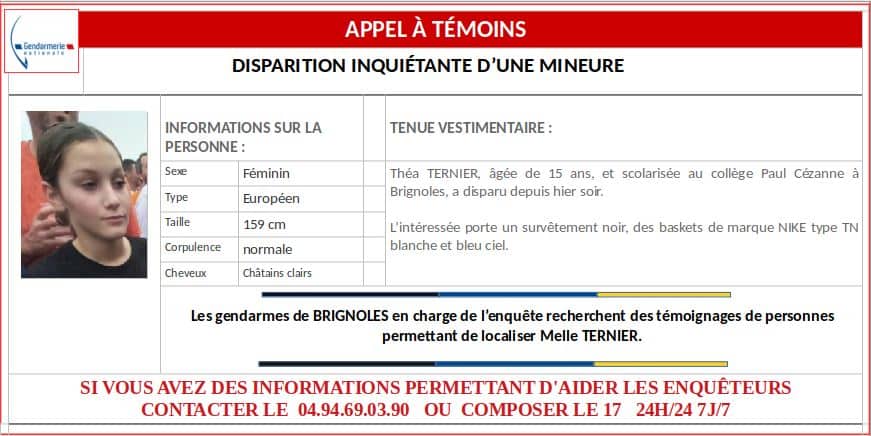 Théa Ternier disparition Théa Ternier retrouvée