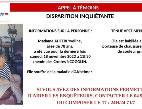 Recherche active à Cogolin appel à témoins : disparition inquiétante d’Yveline Auteri