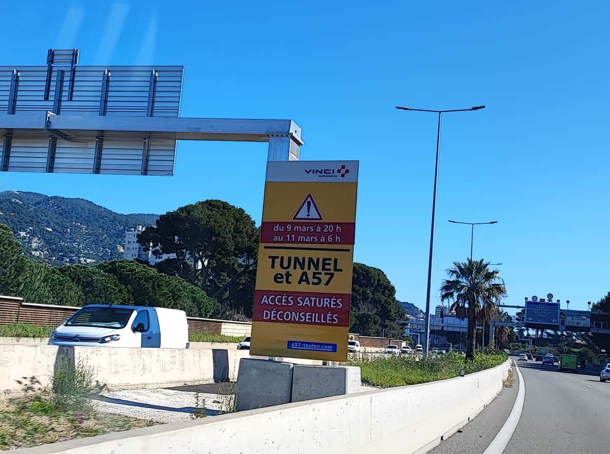 trafic 9 au 11 mars A57 l'A57 paralysée