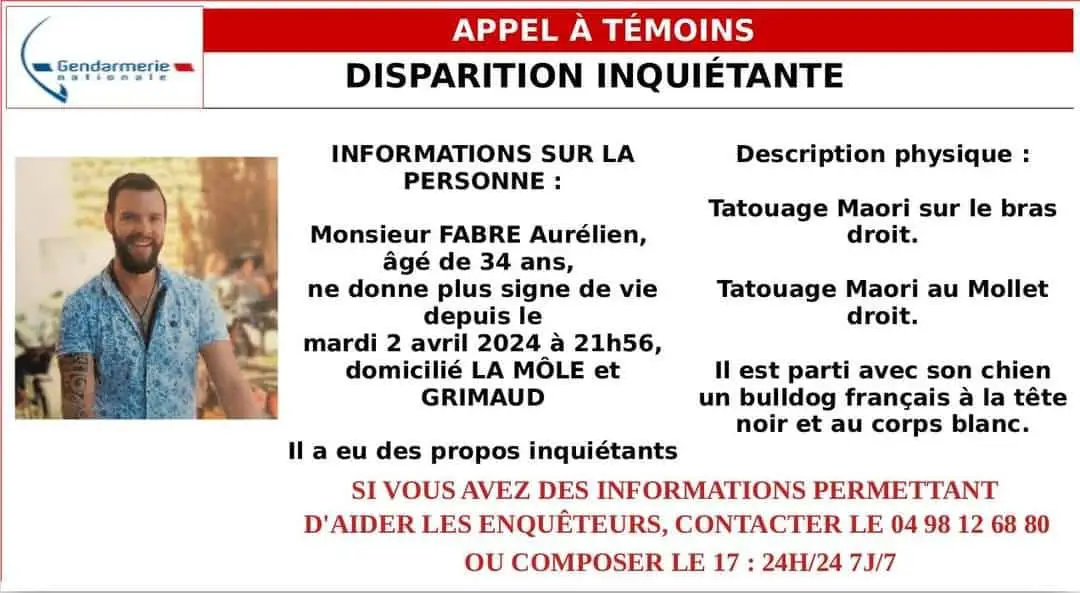 Disparition d'Aurélien Fabre