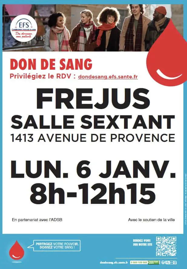Don de sang Fréjus 6 janvier